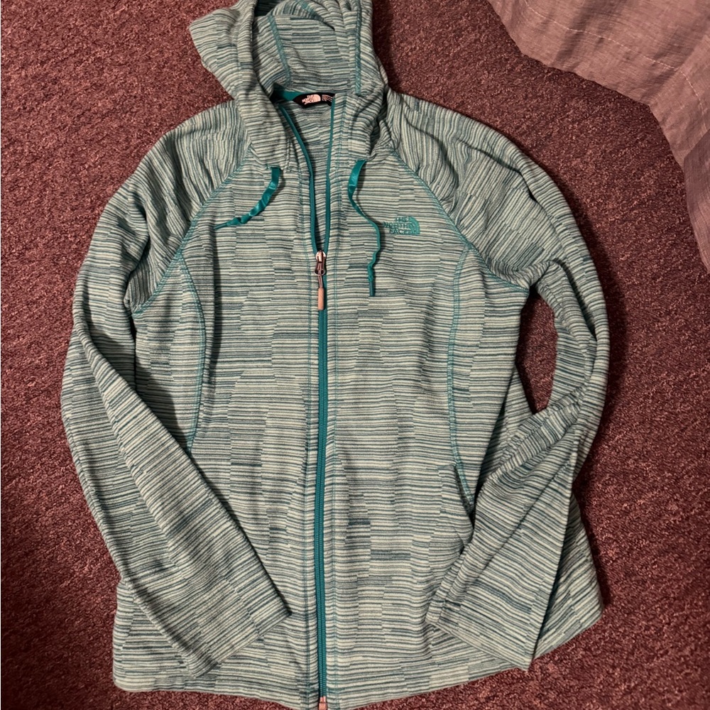 The North Face Women's Green Striped Fleece Jacket